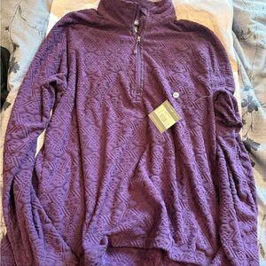 Eddie Bauer Purple Textured Quarter-Zip Pullover
